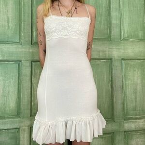 Vintage white lace slip dress